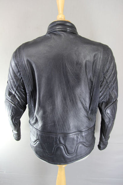 CLASSIC JUST BIKERS BLACK LEATHER COTTON LINED BIKER JACKET 38 INCH