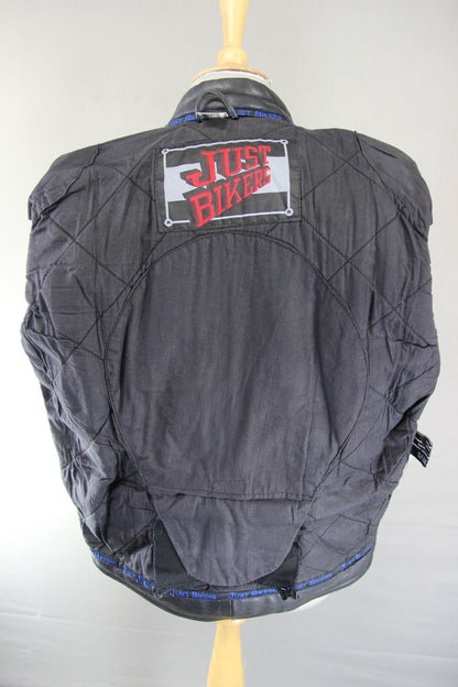 CLASSIC JUST BIKERS BLACK LEATHER COTTON LINED BIKER JACKET 38 INCH