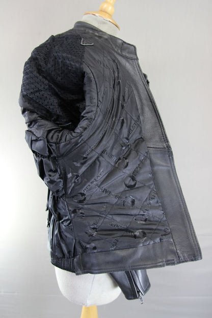 BELSTAFF BLACK LEATHER BIKER JACKET: SIZE 12  34-36 INCH CHEST