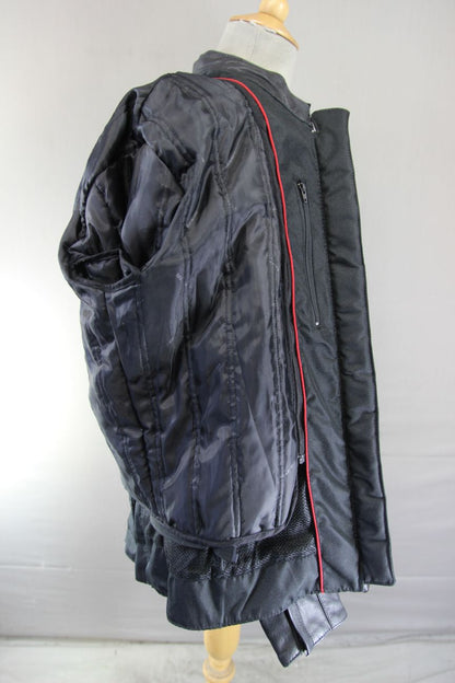 HEIN GERICKE BLACK LEATHER BIKER JACKET WITH CE ARMOUR & THERMAL LINING: SIZE 16