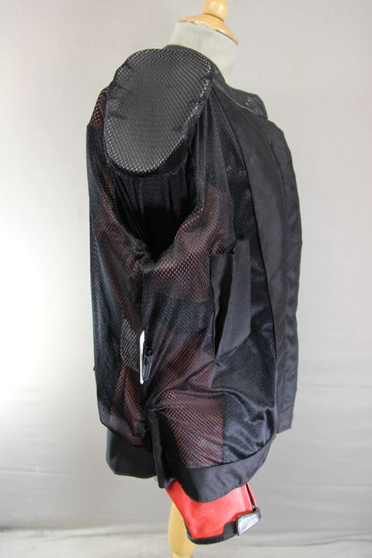 *UNWORN* FIGO KATRINA BLACK & RED LEATHER BIKER JACKET WITH CE ARMOUR: 40 IN/3XL