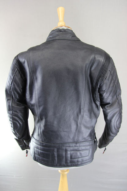 GEAR X BLACK LEATHER BIKER JACKET WITH SHOULDER & ELBOW CE ARMOUR 36-38 IN/SMALL