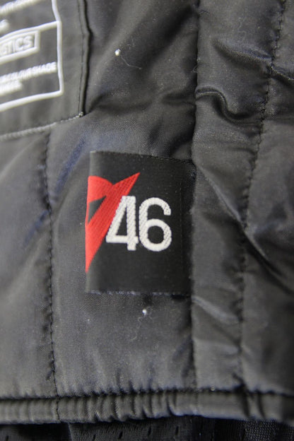 DAINESE BLACK & SILVER LEATHER BIKER JACKET WITH CE ARMOUR & THERMAL LINING 36IN