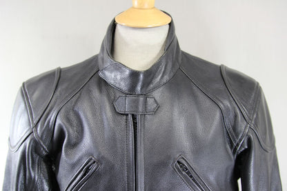 CLASSIC RIDER BLACK LEATHER BIKER JACKET 38 INCH