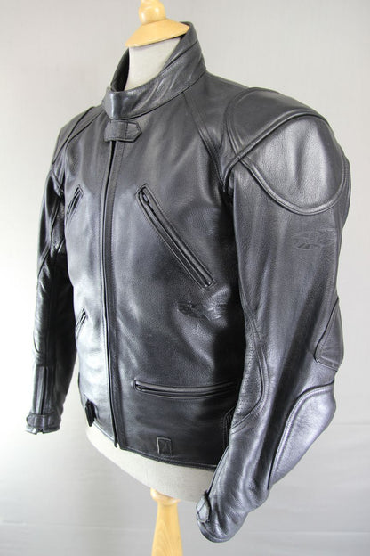 CLASSIC RIDER BLACK LEATHER BIKER JACKET 38 INCH