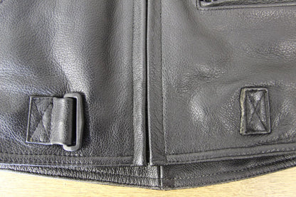 CLASSIC RIDER BLACK LEATHER BIKER JACKET 38 INCH