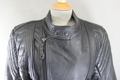 LION BY SPOTLITE LEATHERS CLASSIC BLACK BIKER JACKET 36-38 INCH