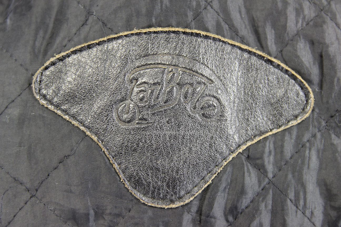 VINTAGE 70s PUNK ROCK STYLE BLACK LEATHER BIKER JACKET WITH QUILTED LINING 54 IN
