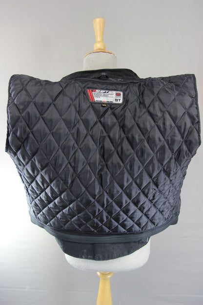 SWIFT BLACK LEATHER BIKER JACKET WITH CE ARMOUR & THERMAL LINING: 34 IN/X SMALL