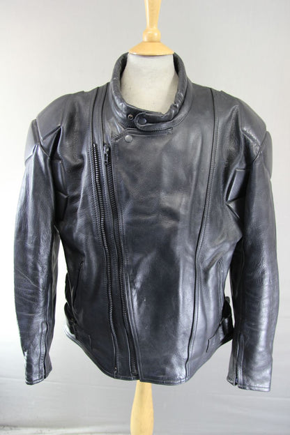 CLASSIC AKASO BLACK LEATHER BIKER JACKET 44-46 INCH/LARGE
