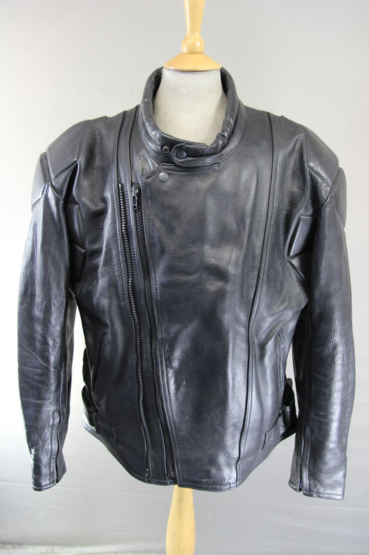 CLASSIC AKASO BLACK LEATHER BIKER JACKET 44-46 INCH/LARGE