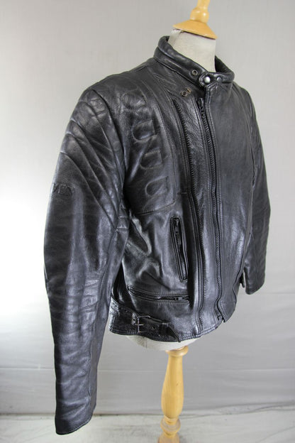 CLASSIC RAYVEN BLACK LEATHER BIKER JACKET 42-44 INCH CHEST