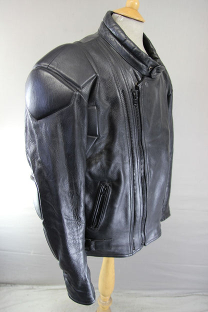 CLASSIC AKASO BLACK LEATHER BIKER JACKET 44-46 INCH/LARGE