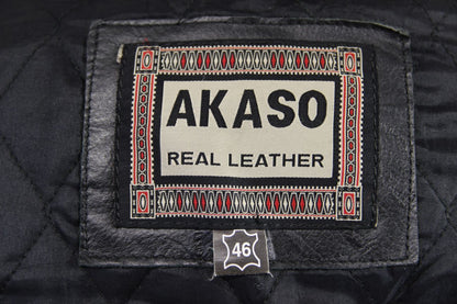 CLASSIC AKASO BLACK LEATHER BIKER JACKET 44-46 INCH/LARGE