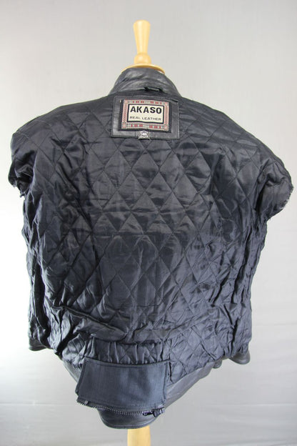 CLASSIC AKASO BLACK LEATHER BIKER JACKET 44-46 INCH/LARGE