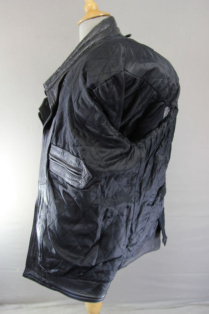 CLASSIC AKASO BLACK LEATHER BIKER JACKET 44-46 INCH/LARGE