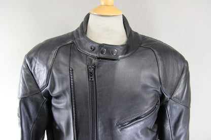 CLASSIC RACER BLACK LEATHER BIKER JACKET 42-44 INCH CHEST