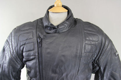 ASHMAN BLACK COWHIDE LEATHER BIKER JACKET + PROTECTORS & THERMAL LINING 38-40 IN
