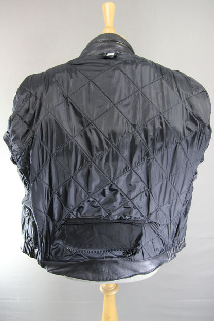 CLASSIC RACER BLACK LEATHER BIKER JACKET 42-44 INCH CHEST