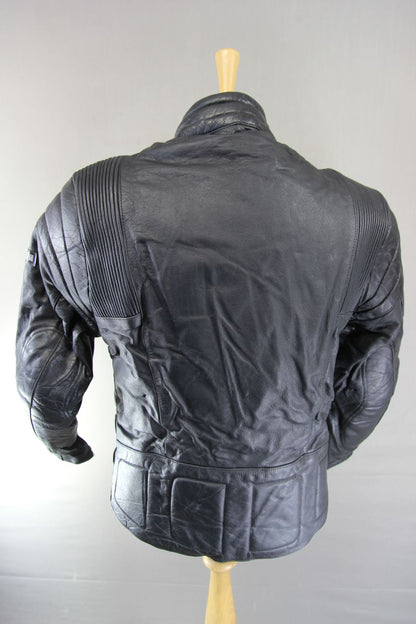 ASHMAN BLACK COWHIDE LEATHER BIKER JACKET + PROTECTORS & THERMAL LINING 38-40 IN