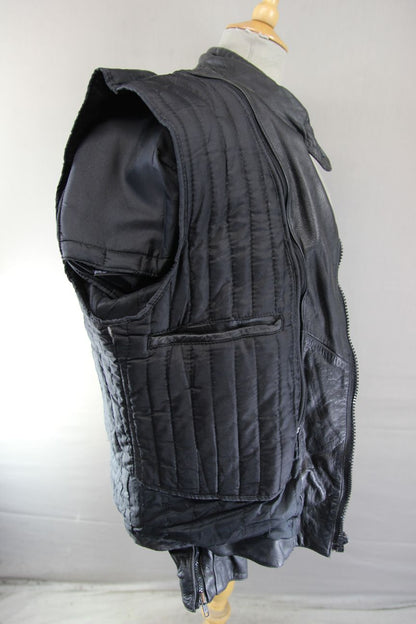 ASHMAN BLACK COWHIDE LEATHER BIKER JACKET + PROTECTORS & THERMAL LINING 38-40 IN