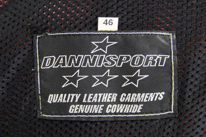 DANNISPORT BLACK LEATHER BIKER JACKET + SHOULDER & ELBOW T-PRO CE ARMOUR 44-46IN