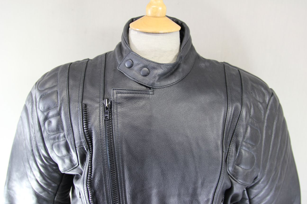 CLASSIC EURO PELTS BLACK LEATHER BIKER JACKET WITH THERMAL LINING 38-40 INCH/MED