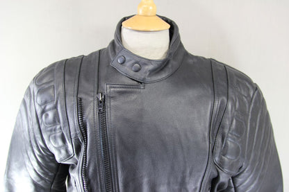 CLASSIC EURO PELTS BLACK LEATHER BIKER JACKET WITH THERMAL LINING 38-40 INCH/MED
