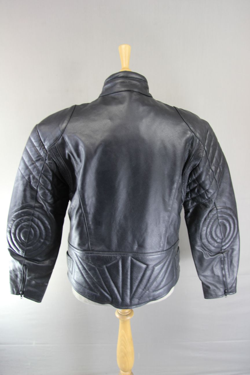 CLASSIC EURO PELTS BLACK LEATHER BIKER JACKET WITH THERMAL LINING 38-40 INCH/MED