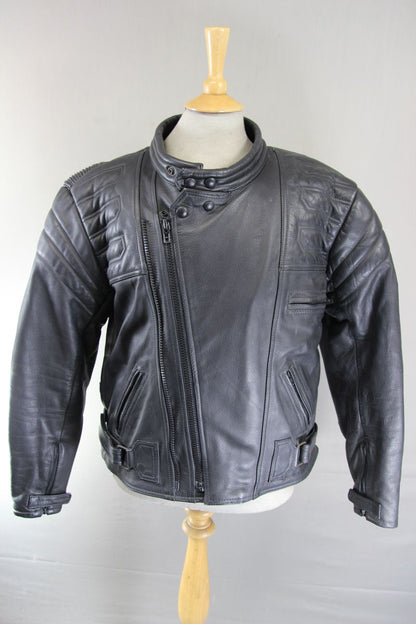 JUST BIKERS CLASSIC BLACK LEATHER COTTON LINED JACKET 42-44 INCH CHEST