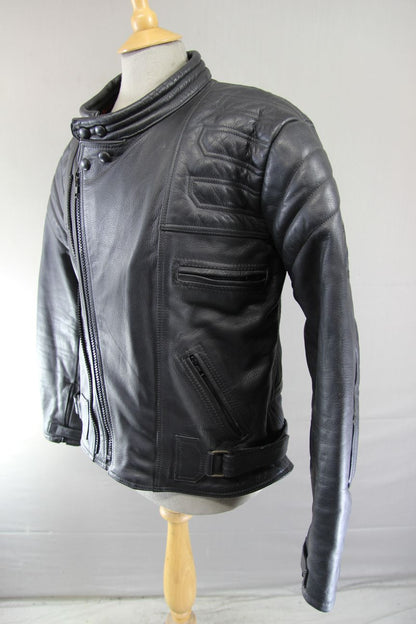 JUST BIKERS CLASSIC BLACK LEATHER COTTON LINED JACKET 42-44 INCH CHEST