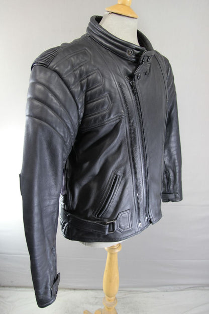 JUST BIKERS CLASSIC BLACK LEATHER COTTON LINED JACKET 42-44 INCH CHEST