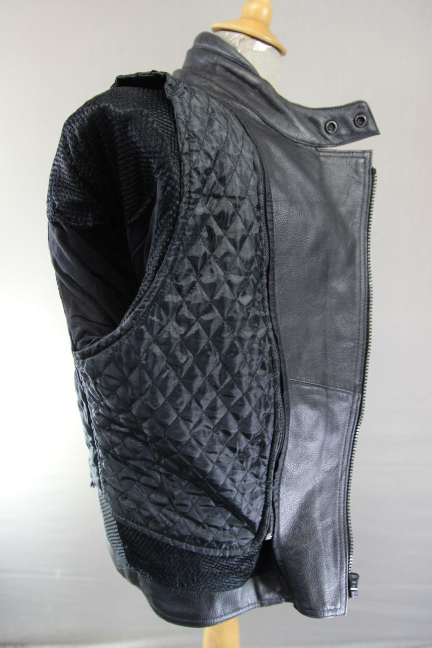 CLASSIC EURO PELTS BLACK LEATHER BIKER JACKET WITH THERMAL LINING 38-40 INCH/MED