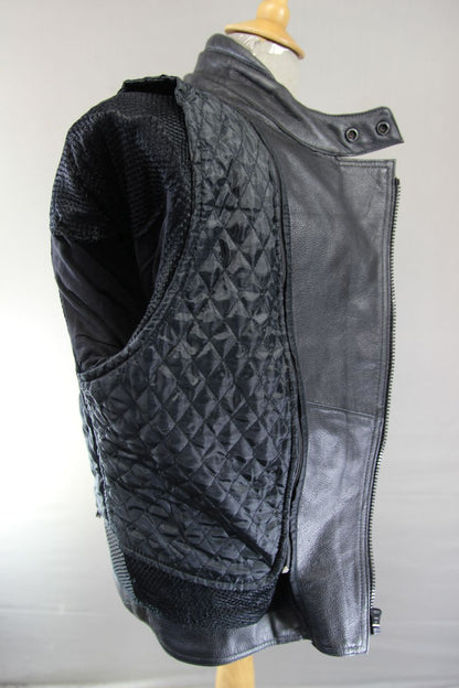CLASSIC EURO PELTS BLACK LEATHER BIKER JACKET WITH THERMAL LINING 38-40 INCH/MED