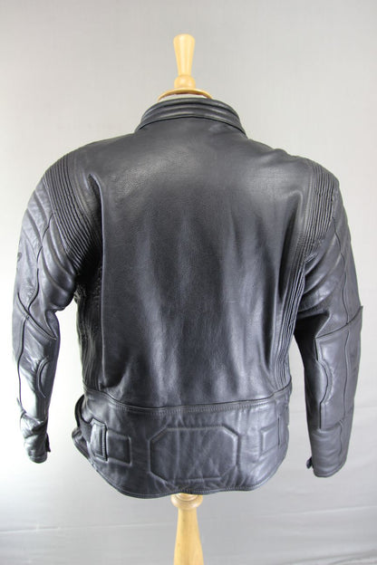 JUST BIKERS CLASSIC BLACK LEATHER COTTON LINED JACKET 42-44 INCH CHEST