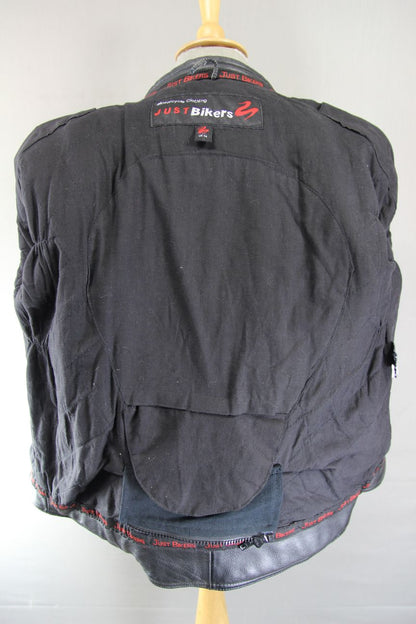 JUST BIKERS CLASSIC BLACK LEATHER COTTON LINED JACKET 42-44 INCH CHEST