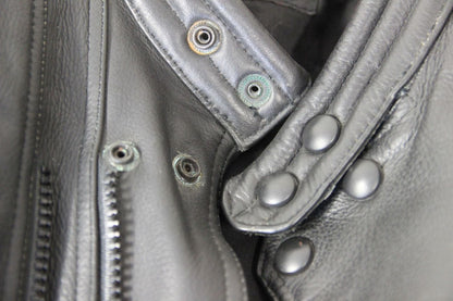 JUST BIKERS CLASSIC BLACK LEATHER COTTON LINED JACKET 42-44 INCH CHEST