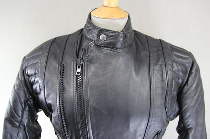 20-20 CLASSIC BLACK LEATHER BIKER JACKET 36-38 INCH CHEST