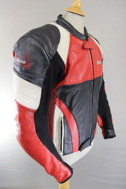 WEISE LEATHER BIKER JACKET WITH SHOULDER & ELBOW KNOX CE ARMOUR 40 INCH