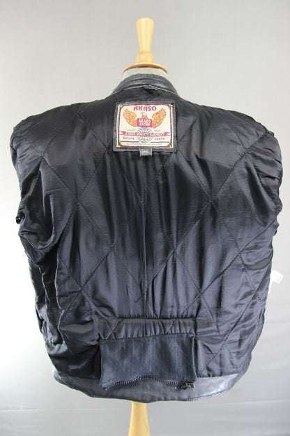 AKASO CLASSIC BLACK LEATHER BIKER JACKET 38-40 INCH CHEST