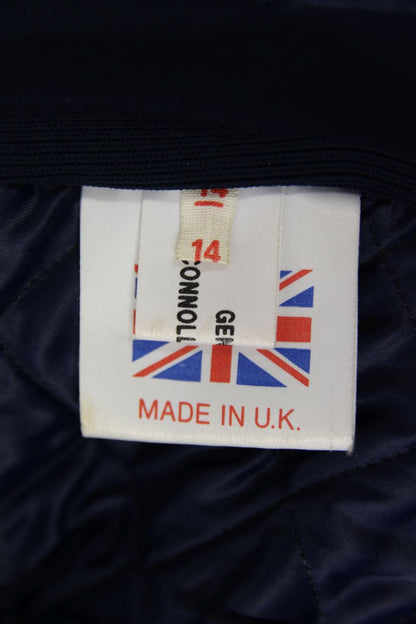 VINTAGE 80s BRITISH MADE SKY BLUE, NAVY & WHITE SCOTT LEATHERS BIKER JKT SIZE 14