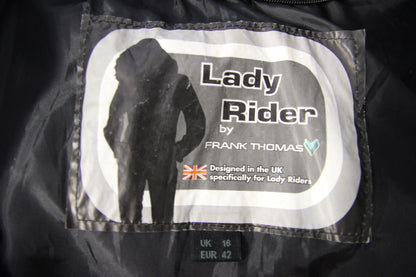 FRANK THOMAS 2 PIECE LIGHT BLUE LEATHER BIKER SUIT WITH CE ARMOUR: SIZE 14-16