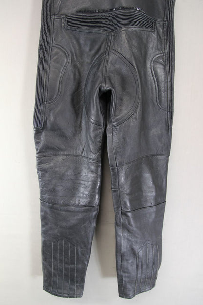 BOYS/CHILDS BABY BIKER BLACK LEATHER BIB & BRACE SALOPETTES WAIST 32/LEG 28"/XXL