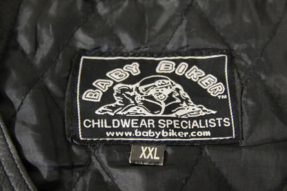 BOYS/CHILDS BABY BIKER BLACK LEATHER BIB & BRACE SALOPETTES WAIST 32/LEG 28"/XXL