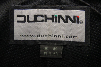 DUCHINNI BLACK & SILVER LEATHER BIKER TROUSERS WITH CE ARMOUR: WAIST 40"/LEG 30"