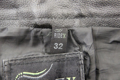RIDEX BLACK LEATHER BIKER JEANS WITH SIDE LACES WAIST 32-34 IN/INSIDE LEG 32 IN
