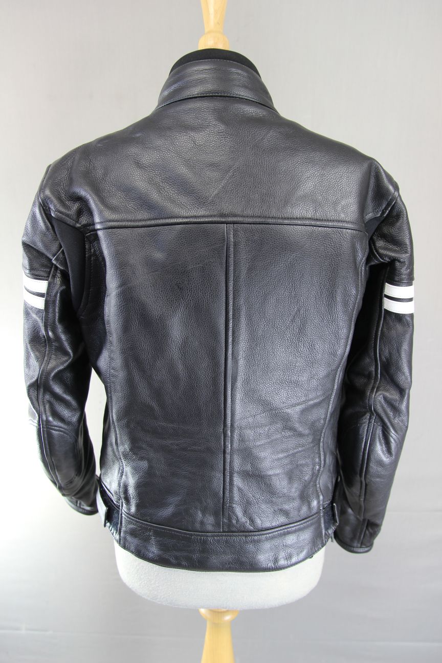 PROFIRST LADIES BLACK & WHITE LEATHER CAFE RACER STYLE BIKER JCKT + ARMOUR 36"/L
