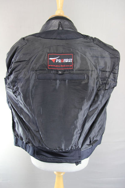 PROFIRST LADIES BLACK & WHITE LEATHER CAFE RACER STYLE BIKER JCKT + ARMOUR 36"/L