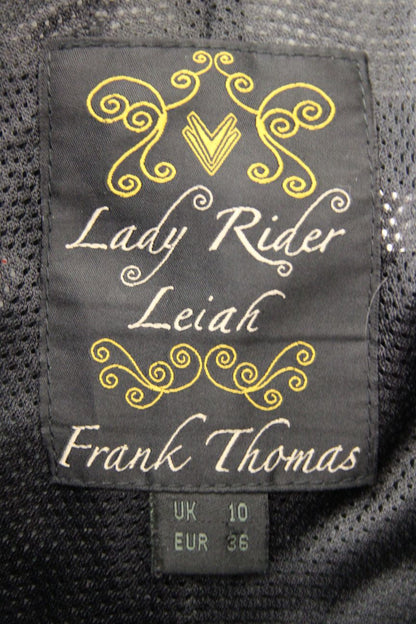 FRANK THOMAS LADY RIDER LEIAH BIKER TROUSERS + CE ARMOUR SIZE10 WAIST 32/LEG 31"
