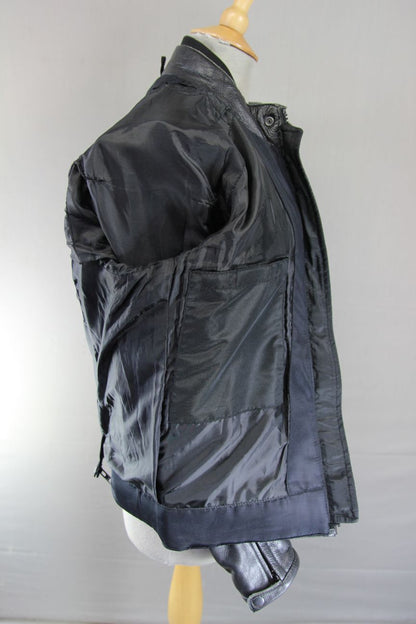 PROFIRST LADIES BLACK & WHITE LEATHER CAFE RACER STYLE BIKER JCKT + ARMOUR 36"/L